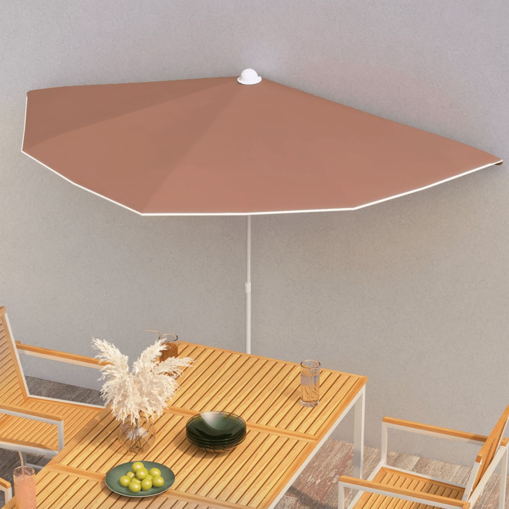 Garden Half Parasol With Pole 180X90 Cm