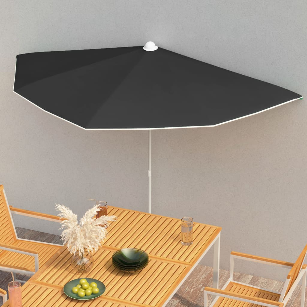 Garden Half Parasol With Pole 180X90 Cm