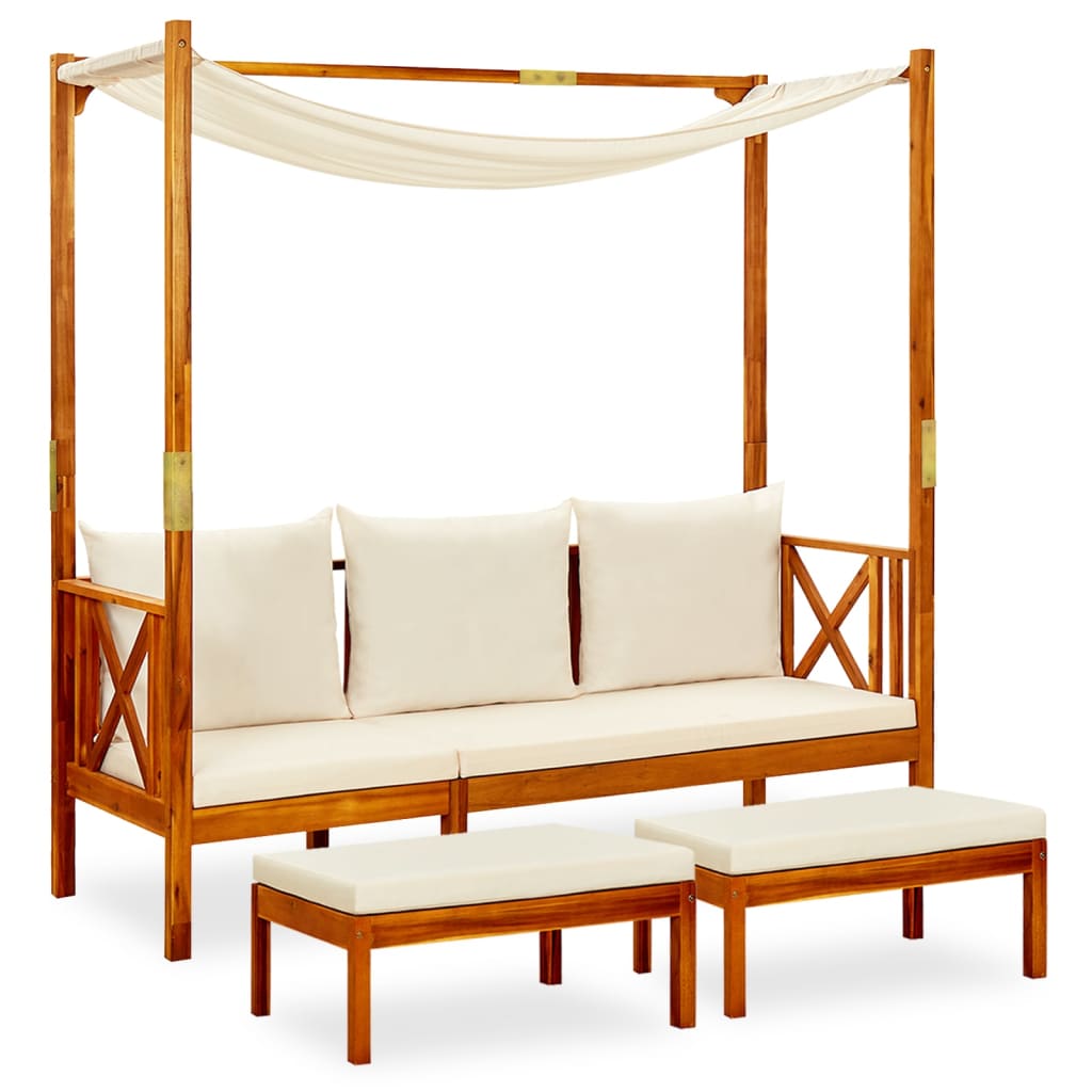 Garden Bench & Footrests Solid Acacia Wood