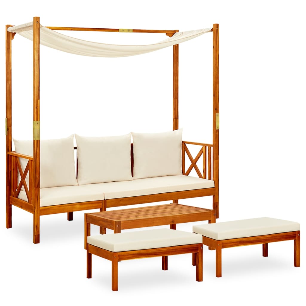 Garden Bench & Footrests Solid Acacia Wood