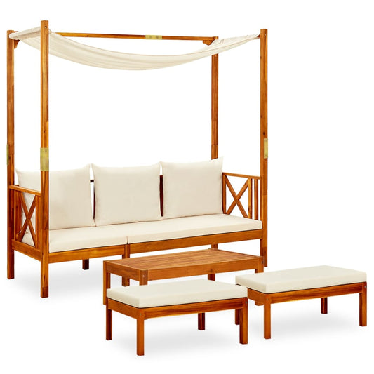 Garden Bench & Footrests Solid Acacia Wood