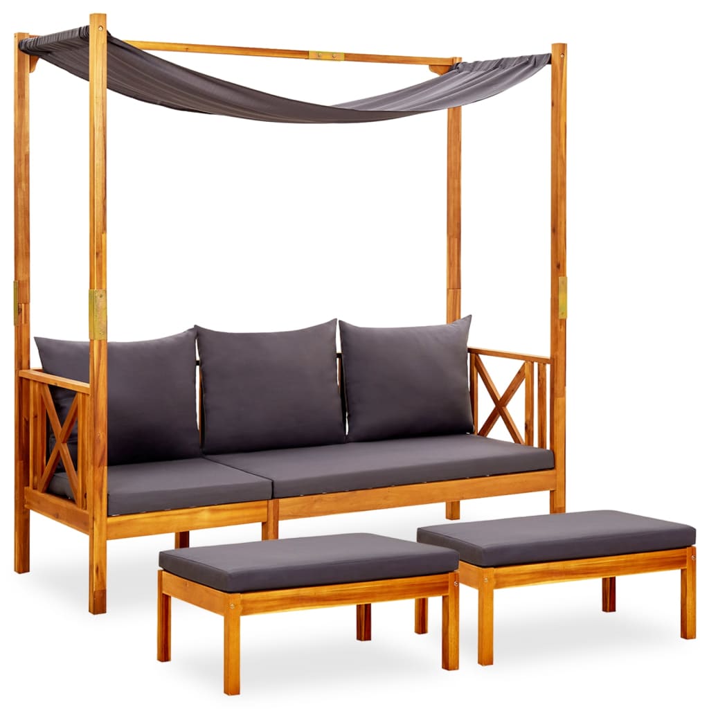 Garden Bench & Footrests Solid Acacia Wood