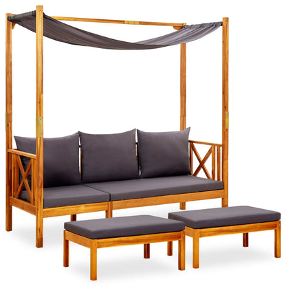 Garden Bench & Footrests Solid Acacia Wood