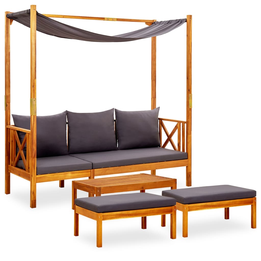 Garden Bench & Footrests Solid Acacia Wood