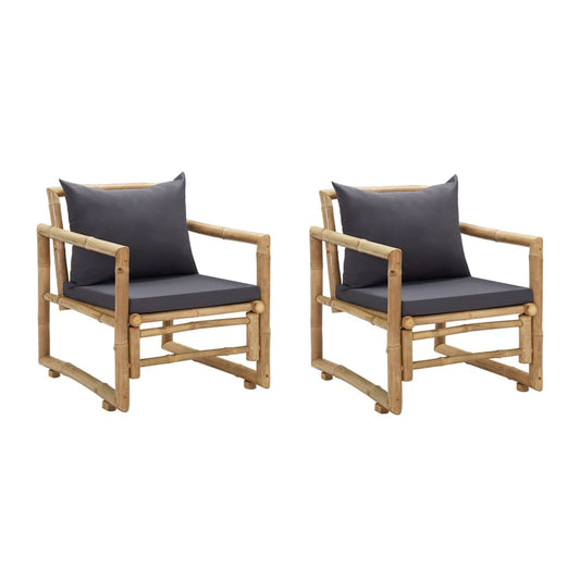 Garden Chairs With Cushions 2 Pcs Bamboo
