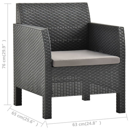 Garden Chair With Cushion Anthracite 63X65X76 Cm Pp Rattan