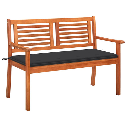 2-Seater Garden Bench With Cushion Solid Eucalyptus Wood