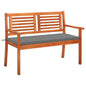 2-Seater Garden Bench With Cushion Solid Eucalyptus Wood