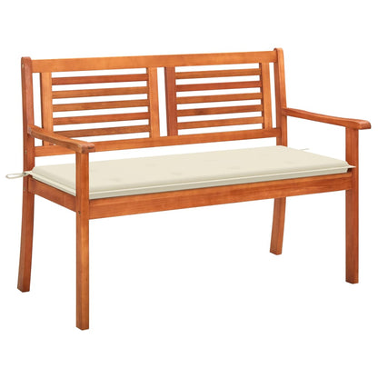 2-Seater Garden Bench With Cushion Solid Eucalyptus Wood