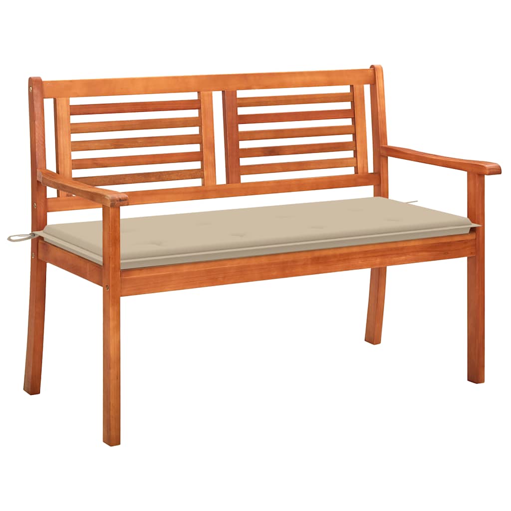 2-Seater Garden Bench With Cushion Solid Eucalyptus Wood