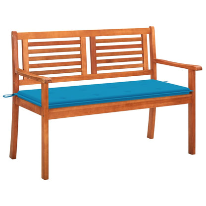 2-Seater Garden Bench With Cushion Solid Eucalyptus Wood