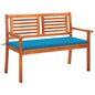 2-Seater Garden Bench With Cushion Solid Eucalyptus Wood