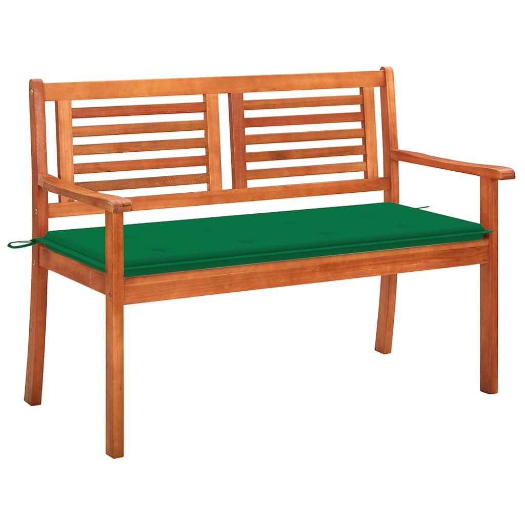 2-Seater Garden Bench With Cushion Solid Eucalyptus Wood