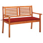 2-Seater Garden Bench With Cushion Solid Eucalyptus Wood