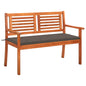 2-Seater Garden Bench With Cushion Solid Eucalyptus Wood