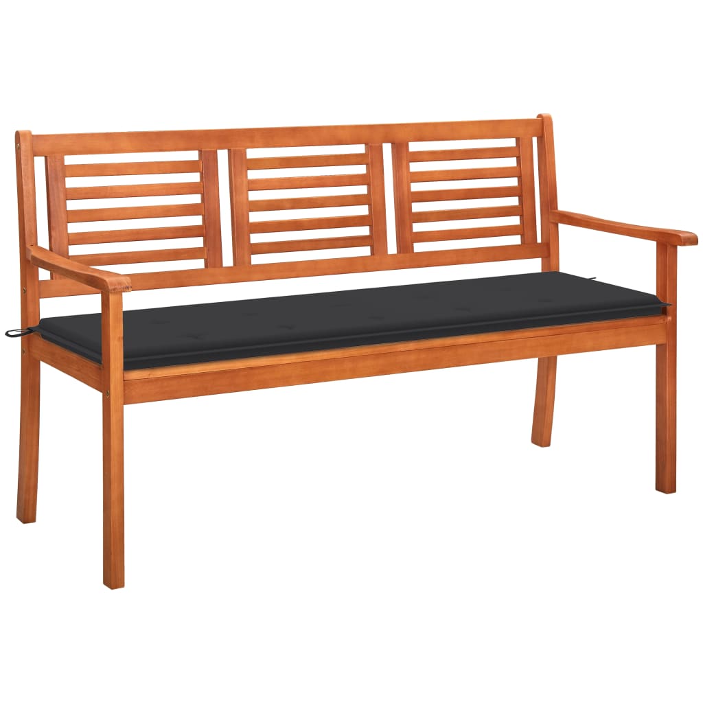 2-Seater Garden Bench With Cushion Solid Eucalyptus Wood