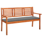 2-Seater Garden Bench With Cushion Solid Eucalyptus Wood