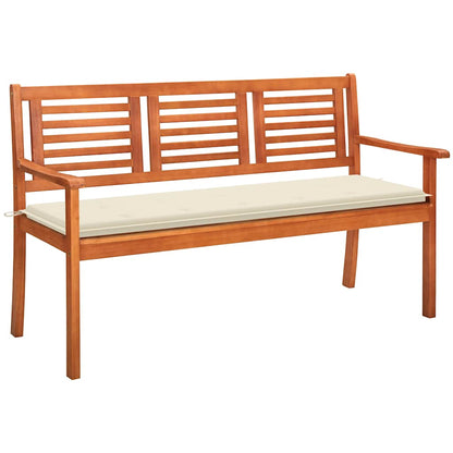 2-Seater Garden Bench With Cushion Solid Eucalyptus Wood