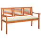 2-Seater Garden Bench With Cushion Solid Eucalyptus Wood