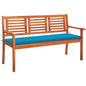 2-Seater Garden Bench With Cushion Solid Eucalyptus Wood