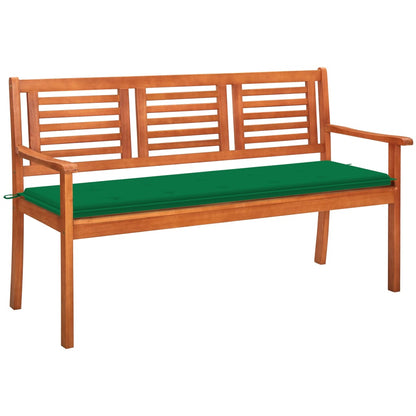 2-Seater Garden Bench With Cushion Solid Eucalyptus Wood