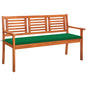 2-Seater Garden Bench With Cushion Solid Eucalyptus Wood