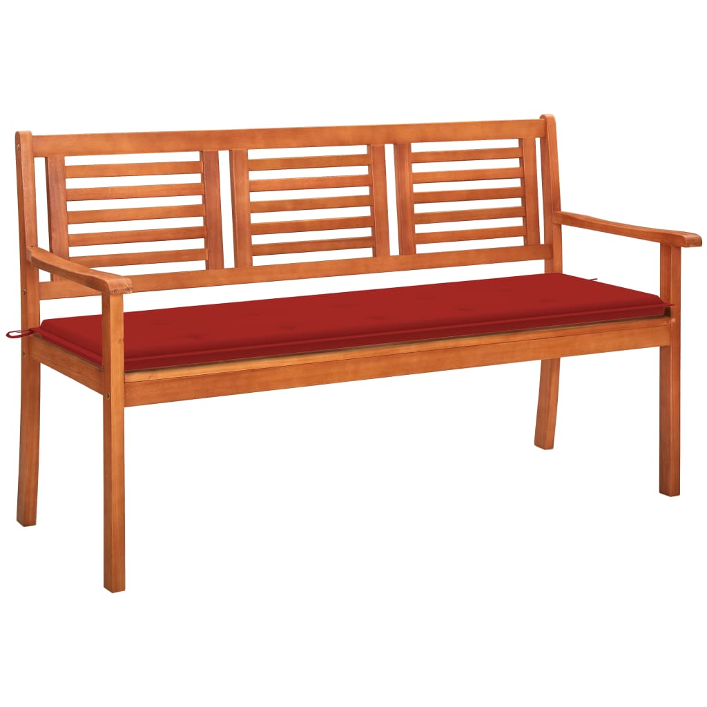 2-Seater Garden Bench With Cushion Solid Eucalyptus Wood