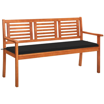 2-Seater Garden Bench With Cushion Solid Eucalyptus Wood