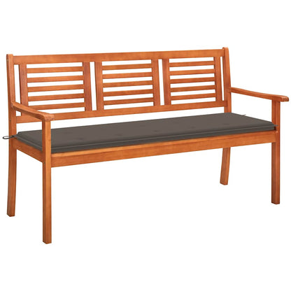 2-Seater Garden Bench With Cushion Solid Eucalyptus Wood