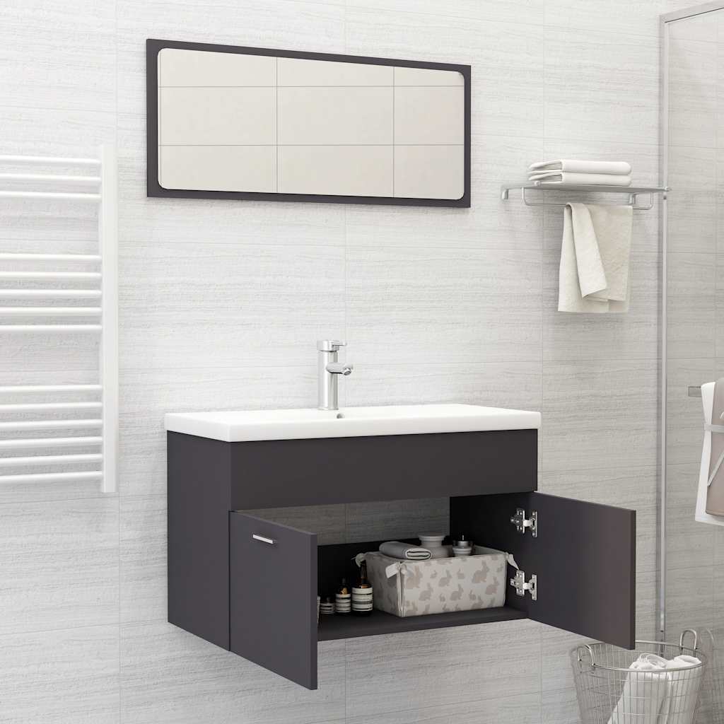 2 Piece Bathroom Furniture Set Engineered Wood