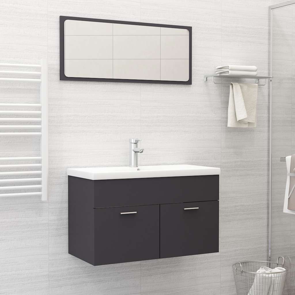 2 Piece Bathroom Furniture Set Engineered Wood