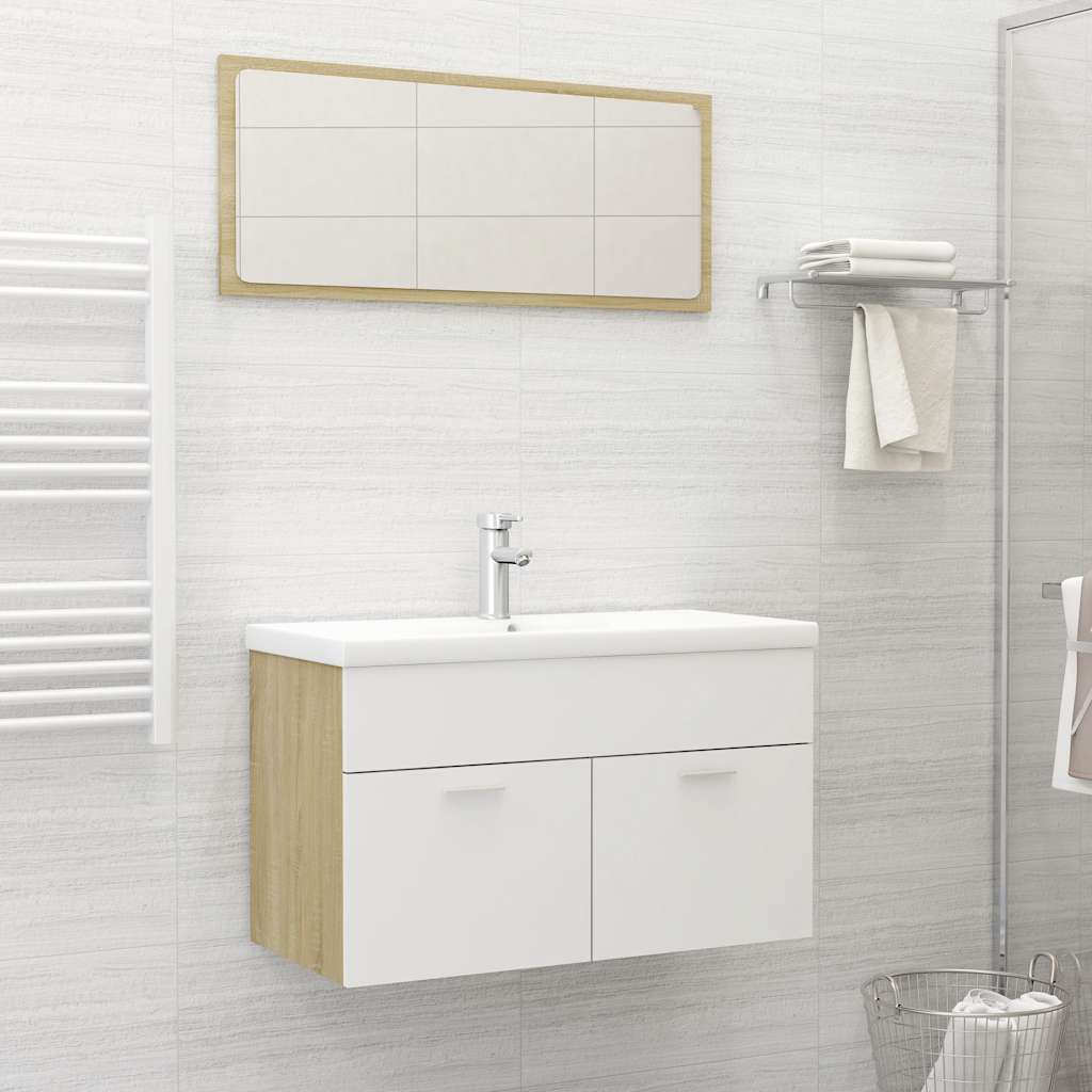 2 Piece Bathroom Furniture Set Engineered Wood