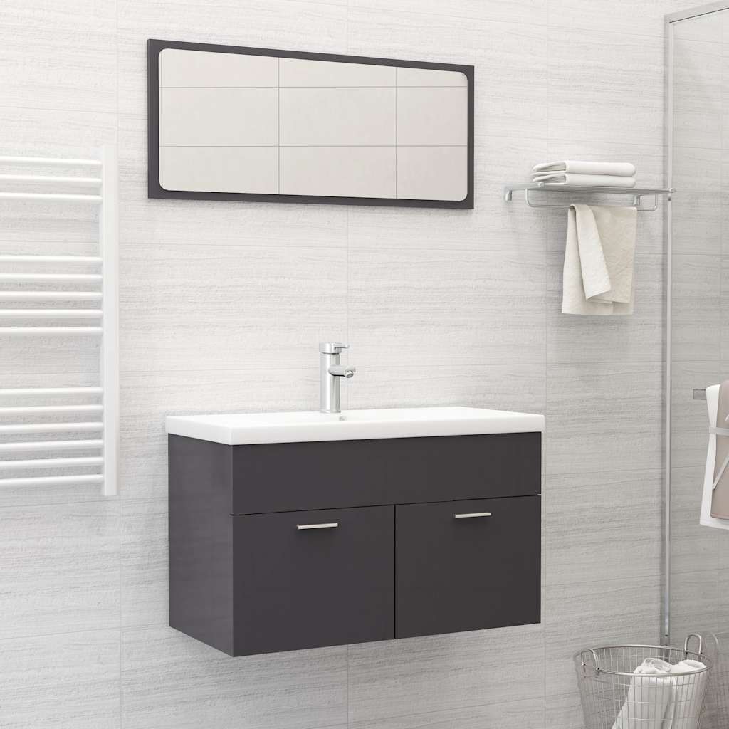 2 Piece Bathroom Furniture Set Engineered Wood
