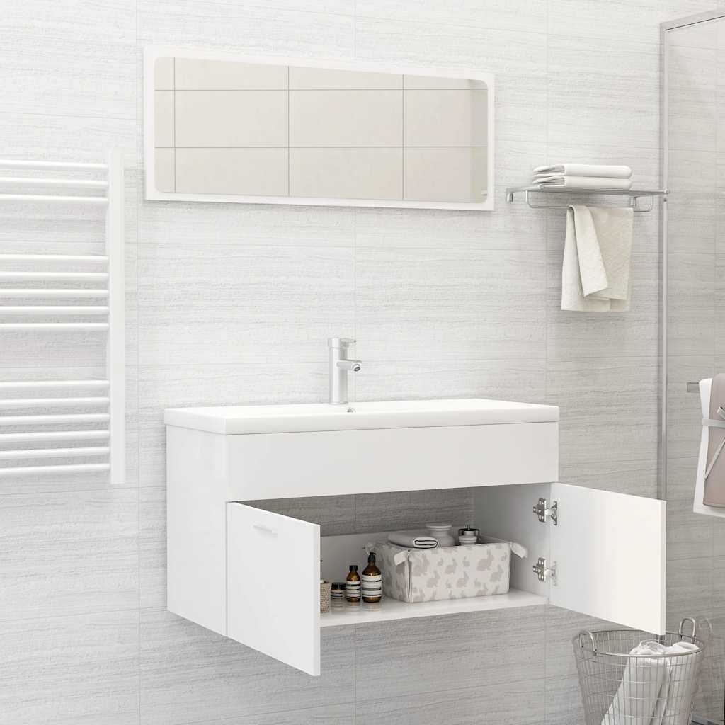 2 Piece Bathroom Furniture Set Engineered Wood