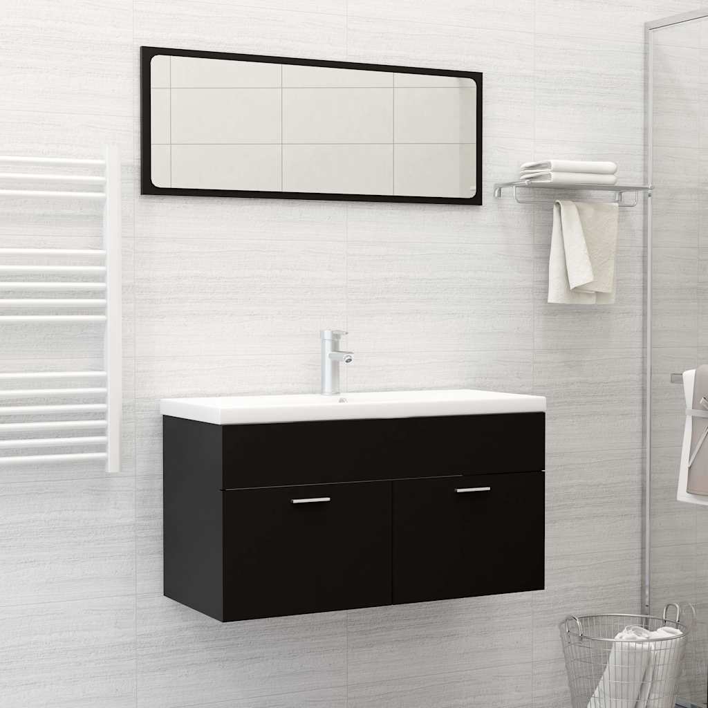 2 Piece Bathroom Furniture Set Engineered Wood