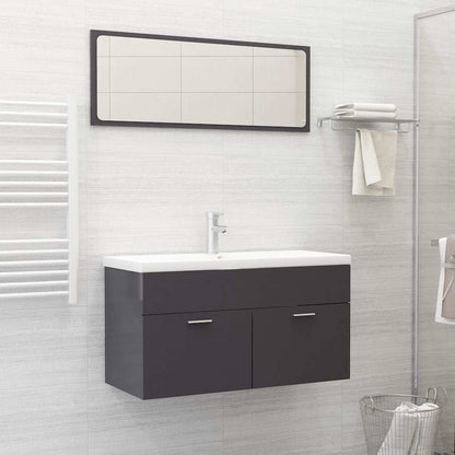 2 Piece Bathroom Furniture Set Engineered Wood