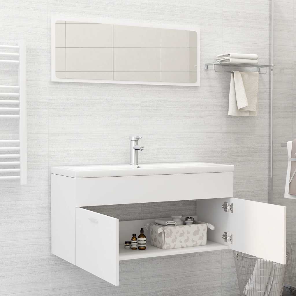 2 Piece Bathroom Furniture Set Engineered Wood