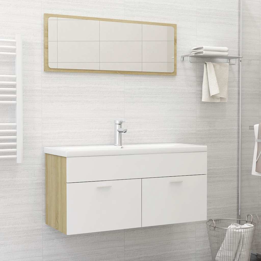 2 Piece Bathroom Furniture Set Engineered Wood