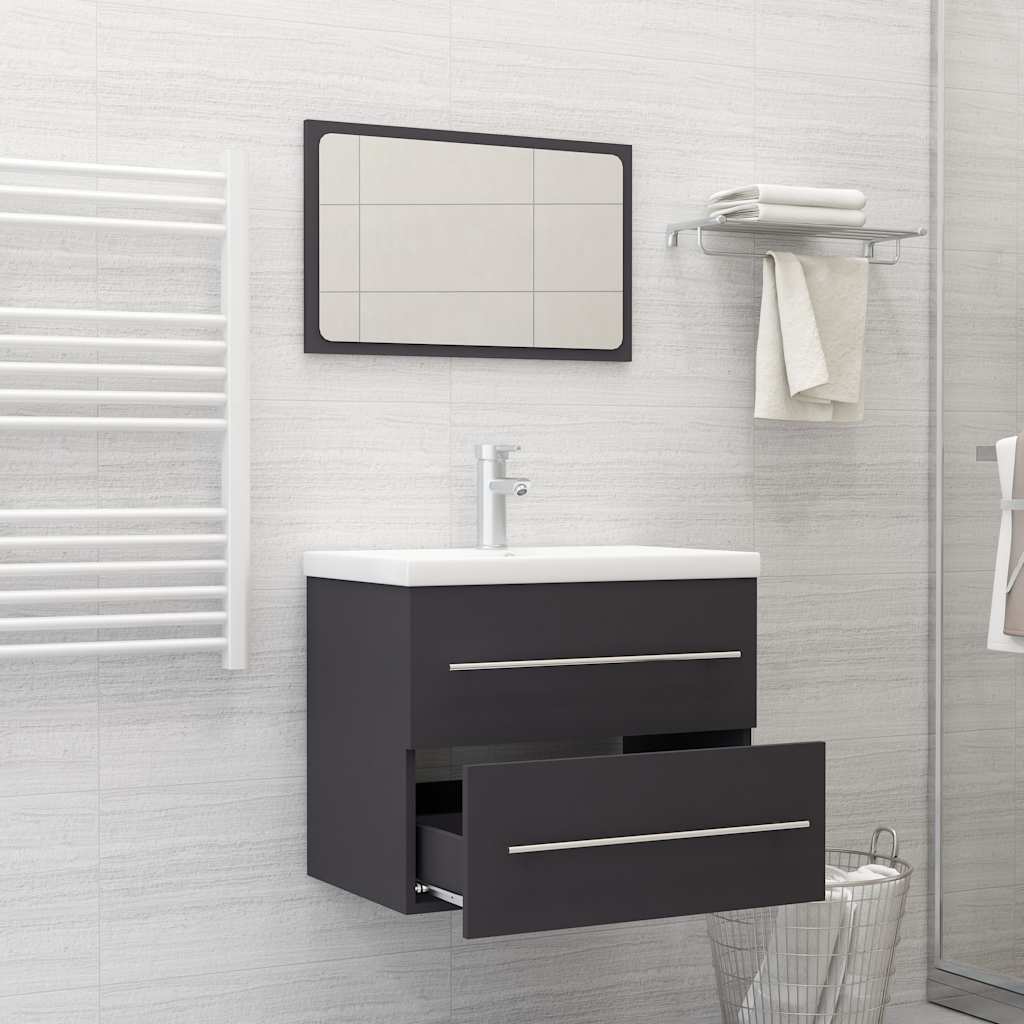 2 Piece Bathroom Furniture Set Engineered Wood