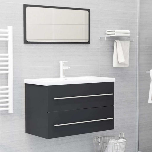 2 Piece Bathroom Furniture Set Engineered Wood