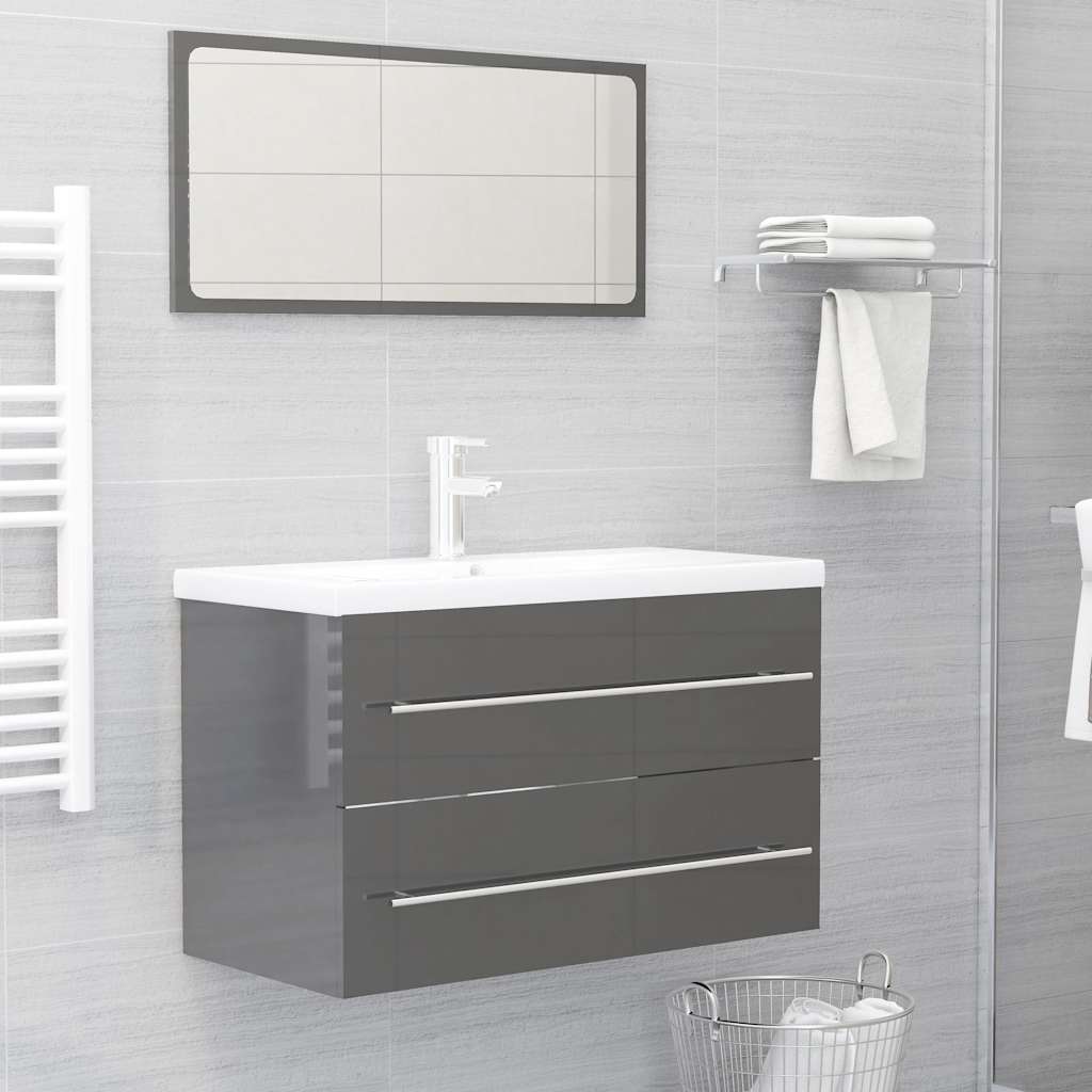 2 Piece Bathroom Furniture Set Engineered Wood