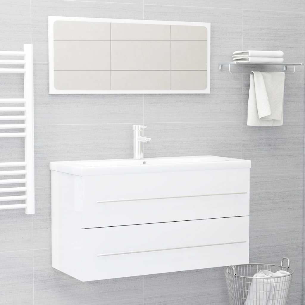 2 Piece Bathroom Furniture Set Engineered Wood