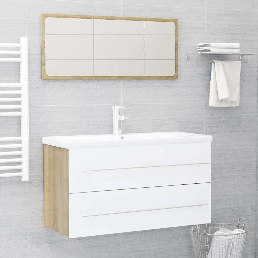 2 Piece Bathroom Furniture Set Engineered Wood