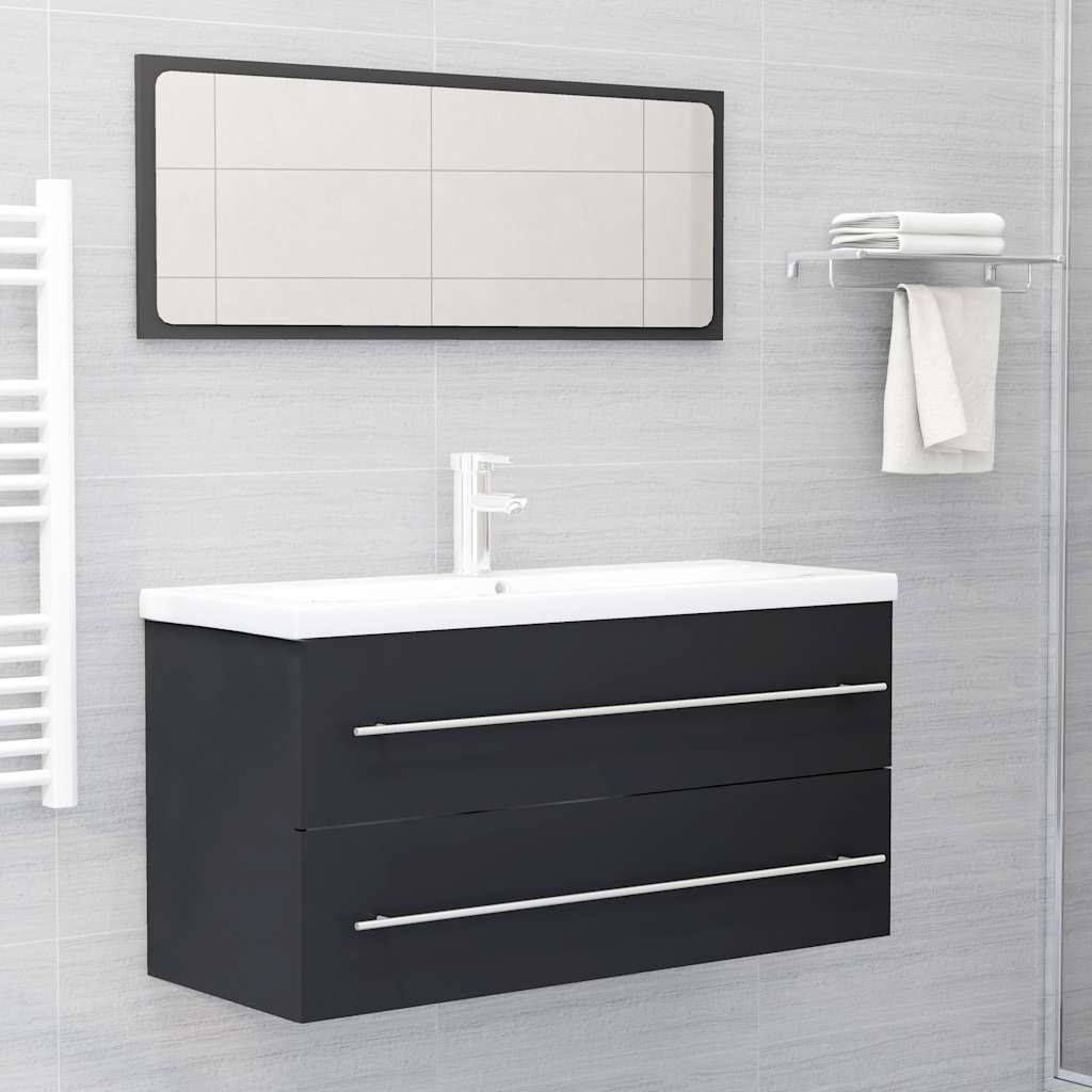 2 Piece Bathroom Furniture Set Engineered Wood