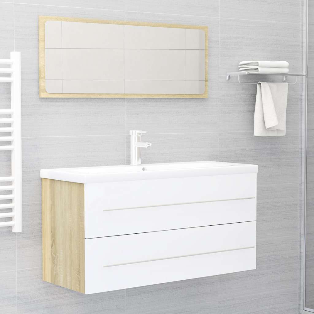 2 Piece Bathroom Furniture Set Engineered Wood