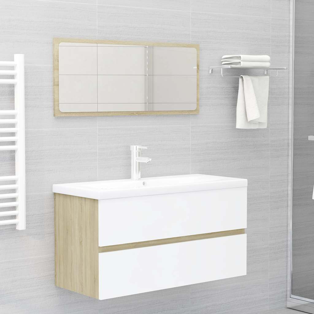 2 Piece Bathroom Furniture Set Engineered Wood