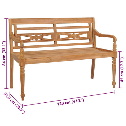 Batavia Bench With Cushion Solid Teak Wood