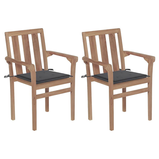 Garden Chairs 2 Pcs With Cushions Solid Teak Wood