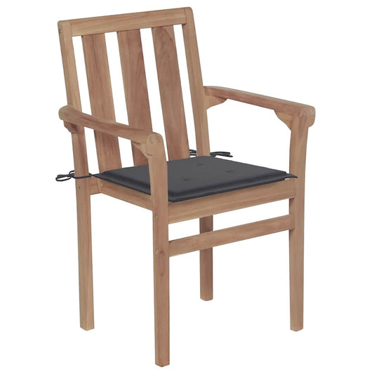 Garden Chairs 2 Pcs With Cushions Solid Teak Wood