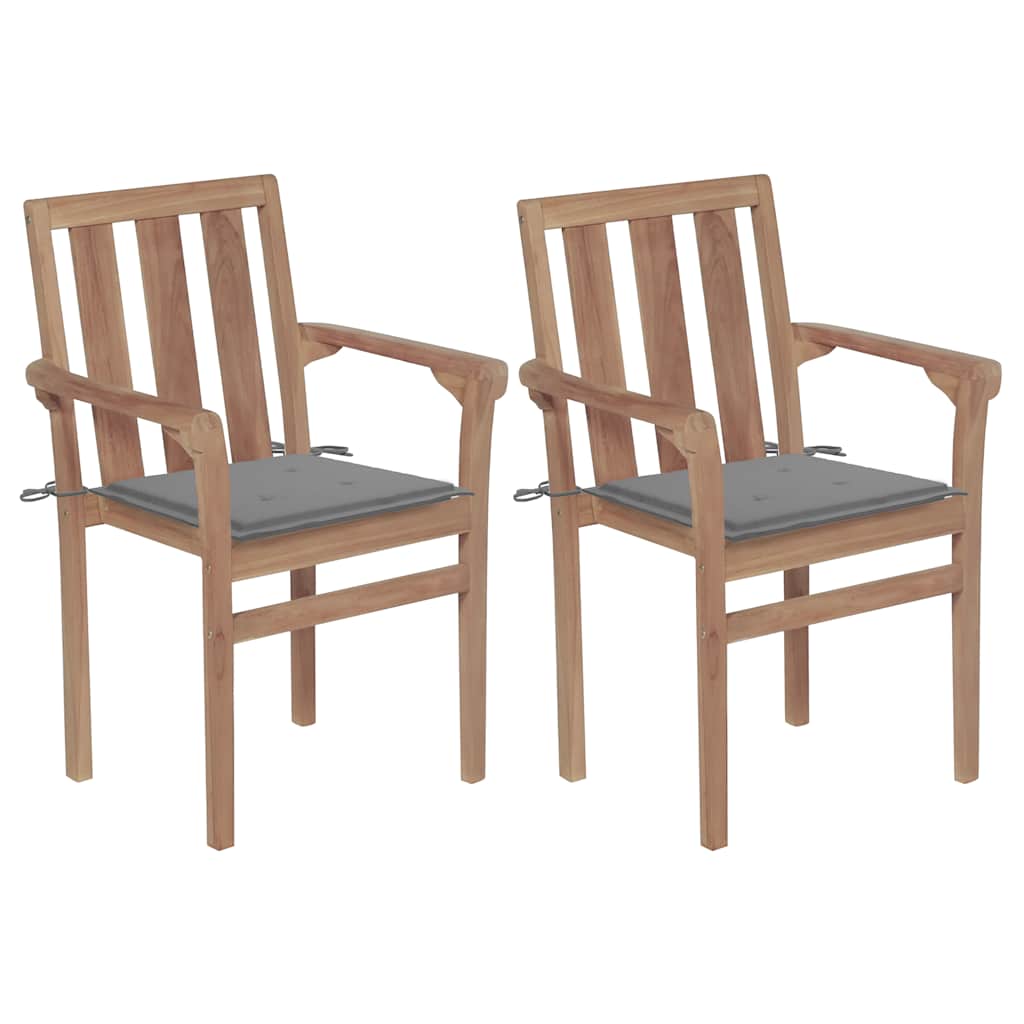 Garden Chairs 2 Pcs With Cushions Solid Teak Wood
